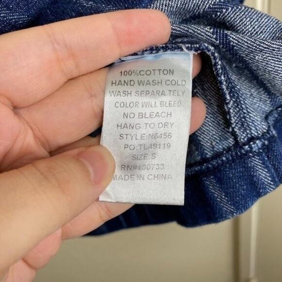 Umgee Railroad Stripe Denim Overall Dress Small - Picture 5 of 8